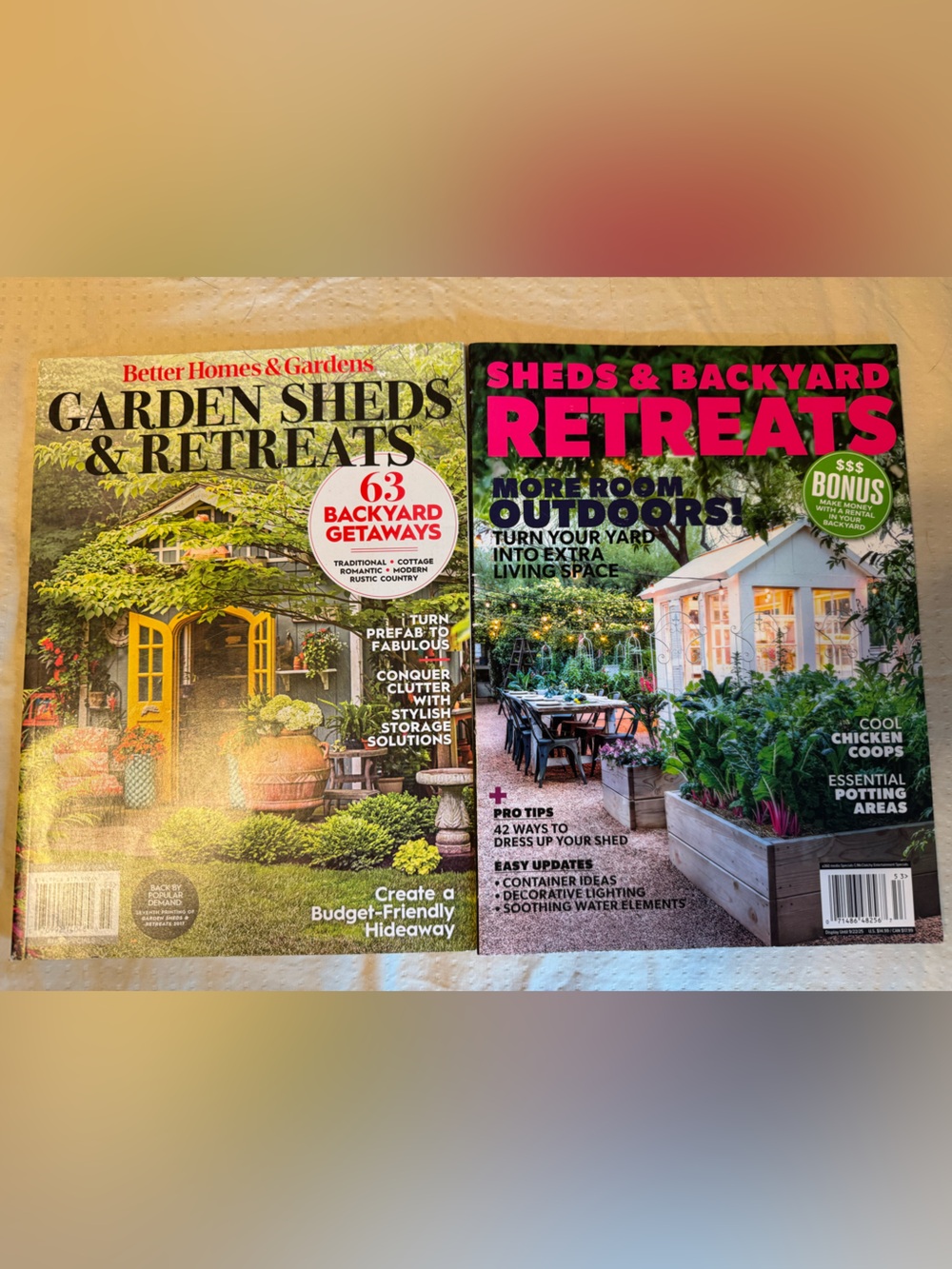 Garden Sheds & Retreats Magazine 2 Set Bundle - Yellow & Pink Covers